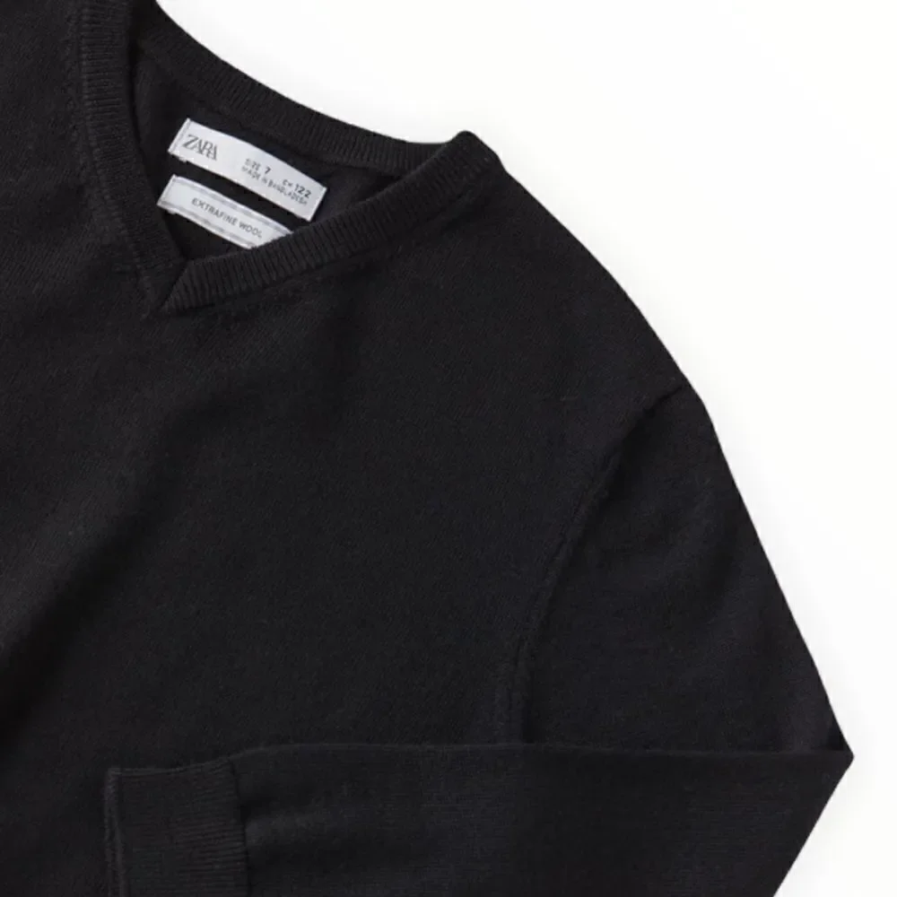 ZARA Kids | Black | EXTRA THIN MERINO WOOL KNIT SWEATER